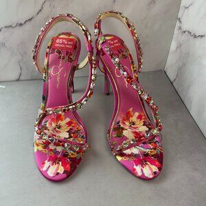 JESSICA SIMPSON FLORAL RHINESTINE SANDALS (9.5)
